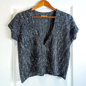 Hand Knit Georgina Estefania Cap Sleeve Cropped Sweater